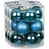 36x stuks glazen kerstballen diep blauw 8 cm glans en mat