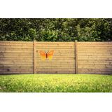 Oranje metalen tuindecoratie muur vlinder 40 cm