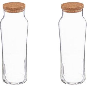 Secret de Gourmet Water Karaf met afsluitdop - 2x - glas - 1 Liter - schenkkan
