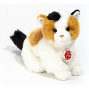 Hermann Teddy Knuffeldier kat/poes - pluche stof - premium knuffels - wit/bruin/zwart - 24 cm