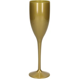 Onbreekbaar champagne/prosecco flute glas goud kunststof 15 cl/150 ml