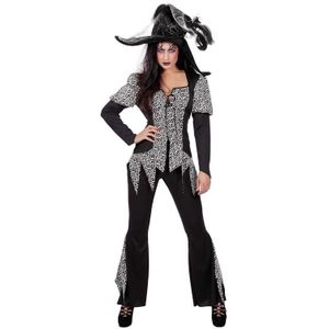 Zwart/wit gothichalloween kostuum voor dames