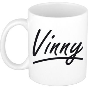 Vinny voornaam kado beker / mok sierlijke letters - gepersonaliseerde mok met naam