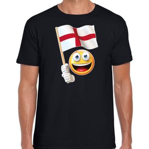 Engeland fan shirt met emoticon en Engels zwaaivlaggetje zwart voor heren