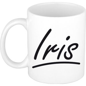 Iris voornaam kado beker / mok sierlijke letters - gepersonaliseerde mok met naam