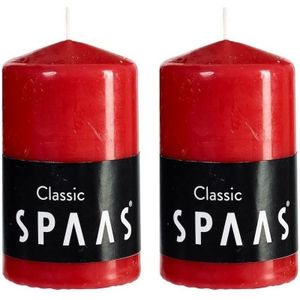 2x Rode cilinderkaarsen/stompkaarsen 6 x 10 cm 25 branduren - Geurloze kaarsen - Woondecoraties