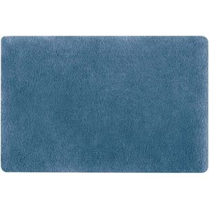 Spirella badkamer vloer kleedje/badmat tapijt - hoogpolig en luxe uitvoering - blauw - 60 x 90 cm - Microfiber