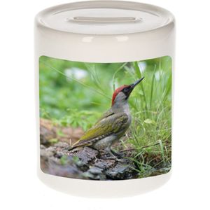 Foto groene specht spaarpot 9 cm - Cadeau vogels liefhebber