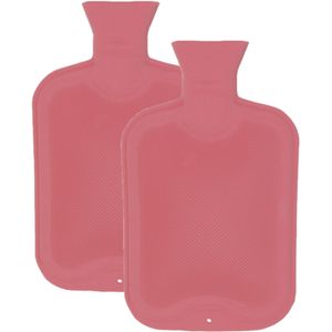 Warmwaterkruik - 2 stuks - 2 liter - van rubber - roze