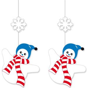 2x stuks feest/versiering decoratie plafond hanger sneeuwpop winter thema