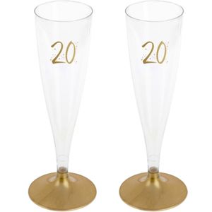 Verjaardag feest champagneglazen - leeftijd - 24x - 20 jaar - goud - kunststof