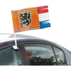 2x Autovlag voor de oranje / Holland voetbal supporter 30x35 cm