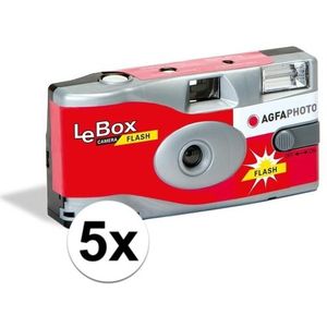 5x Wegwerp camera/fototoestel met flits voor 27 kleuren fotos