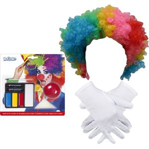 Clown verkleed set voor kinderen - Pruik/Schmink/Handschoenen
