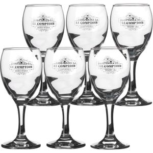 Urban Living witte wijnglazen Comptoir - gedecoreerd glas - 6x stuks - 205 ml