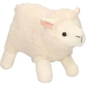 Pluche wit schaap knuffel 19 cm - Boerderij dieren knuffels - Kleine knuffeltjes