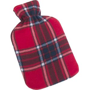 Winter kruik met Schotse ruit print hoes rood 1,25 liter