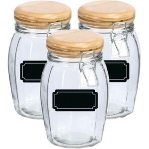 Weckpotten/inmaakpotten - 6x - 1.2L - glas - met beugelsluiting - incl. etiketten