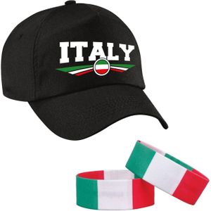 Italie supporters baseballcap volwassenen met 2x vlaggen armbanden