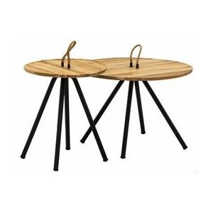 Bijzettafel Applebee Elle Lounge Rope & Belt Weaving Set van 2 Aluminium Black Teak