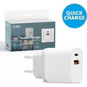 FlinQ Snellader Adapter - 18W - iPhone/Samsung - Wit