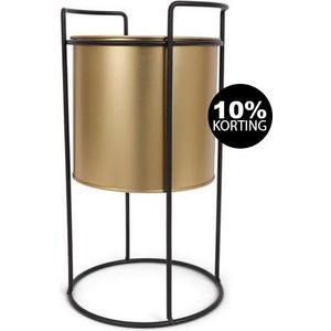 SENZA Metalen Bloempot - Ronde Emmer Op Poten - 17 x 31 CM - Goud