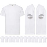 12 Witte Fruit of the Loom Heren T-shirts - Ronde hals