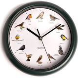 Nexxt Vogelklok met vogelgeluiden - Birdsong Clock met 12 Vogeltonen - Klok met Natuurgeluiden - Ø25 cm - Donkergroen