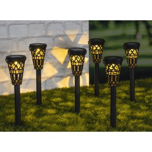 HI Solar Led Tuinlampen - Set van 6 - Zwart