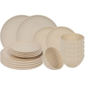 Serviesset Flower - Beige - 18-delig