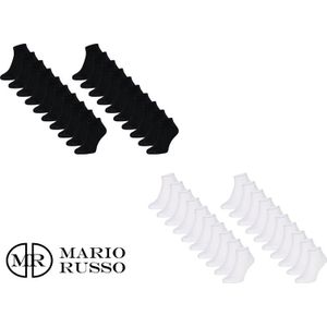 10 Mario Russo - Heren Sokken - Sneaker Sokken - Zwart of Wit - Maat 35 tot 46