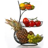 Fruitschaal - 3 Laags - Zwart - Fruitmand - Fruitmand Metaal - Etagère - Decoratie Schaal
