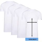 4-pack Cappuccino Witte T-Shirt ronde hals - Extra Lange T-shirts