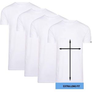 4-pack Cappuccino Witte T-Shirt ronde hals - Extra Lange T-shirts