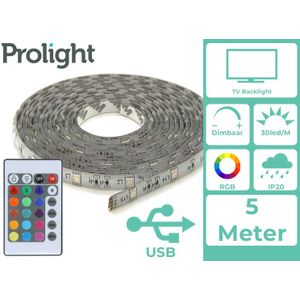 Prolight LED-Strip - Multicolour - 2 Meter - USB-Aangedreven - Voor TV - Met Afstandsbediening