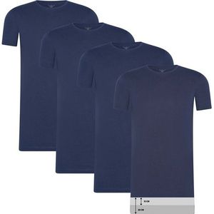 4-pack Cappuccino Blauwe T-Shirt ronde hals - Extra Lange T-shirts