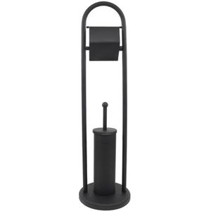 Bath & Shower Toiletrolhouder & Toiletborstel met Houder - Zwart - Ø20x78cm