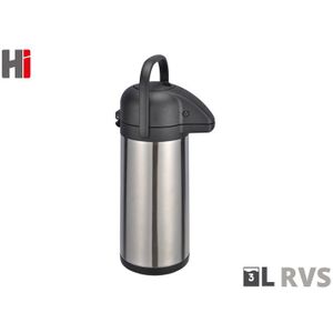 Haushalt Pomp Thermoskan met dispenser - 3 liter - Pomp - RVS