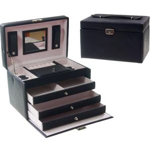 Deluxa Luxe Sieradenbox - 7 compartimenten - Kunstleer - Zwart