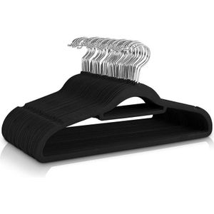 50 Stevige suede kledinghangers - Zwarte kleerhangers