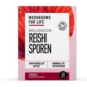 Mushrooms For Life Reishi sporen poeder biologisch 60 gram