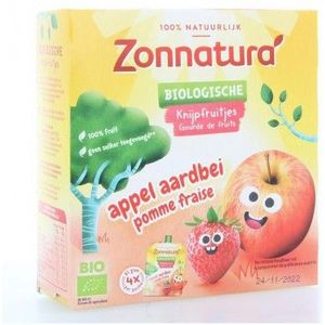 Zonnatura Knijpfruit appel/aardbei biologisch 4 stuks