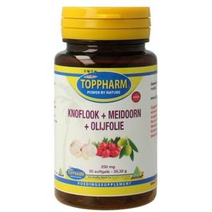 Toppharm Knoflook Meidoorn Olijfolie 50 softgels