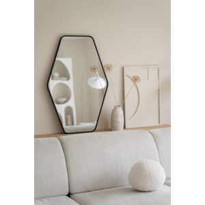 Wandspiegel 90x60cm | Nordic Style | Zwart | Scandinavisch | Hexagon | Wandspiegel | Gangspiegel