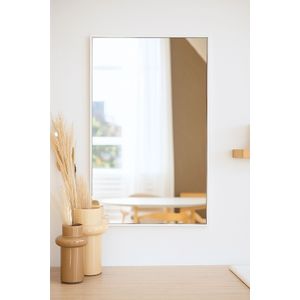 Wandspiegel 90x60cm | Nordic Style | Mat Wit | Scandinavisch | Vierkant | Wandspiegel | Gangspiegel