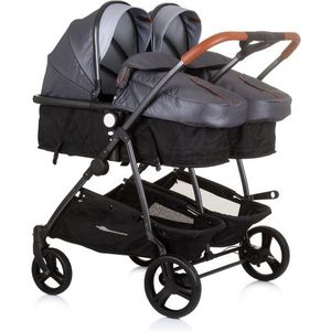 Chipolino Duo Smart Opvouwbare Kinderwagen voor 2 Kids Silver Grijs Zwart S