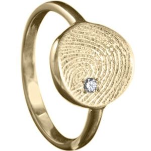 Gouden vingerafdruk ring 11mm met steen