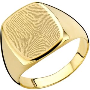 Rechthoekige gouden zegelring en vingerafdruk Names4Ever
