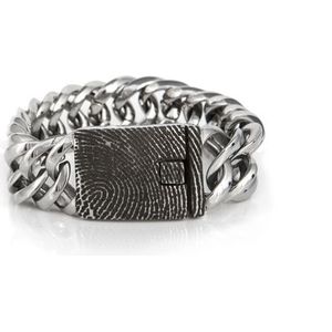 Brede RVS armband met vingerafdruk