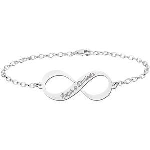 Zilveren infinity armband met twee gegraveerde namen